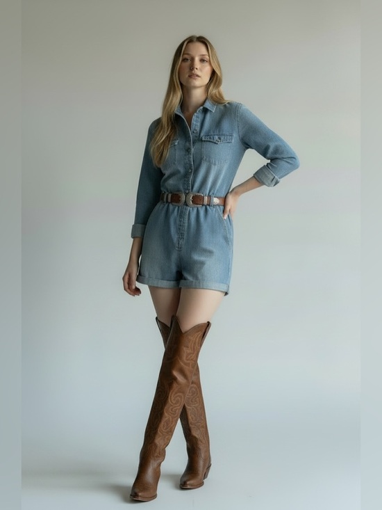 Free People Pants - Free People Light Blue Denim Romper